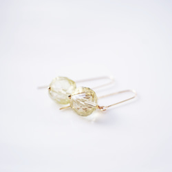 14KGF Pierced earring with lemon quartz. 第5張的照片