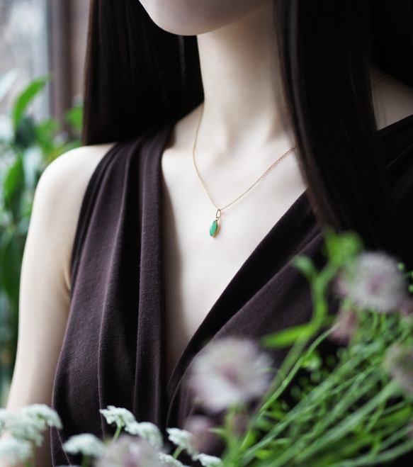 14KGF 40cm Necklace with Chrysoprase. 第6張的照片