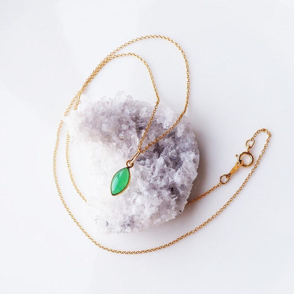 14KGF 40cm Necklace with Chrysoprase. 第8張的照片