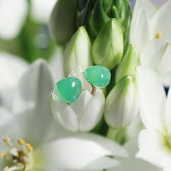 14KGF Pierced earring with Chrysoprase. 第6張的照片