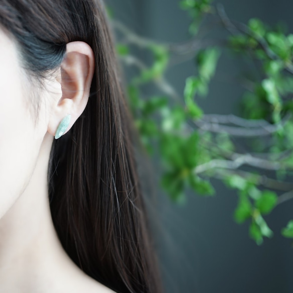 14KGF Pierced earring with Burmese Jadeide. 第3張的照片