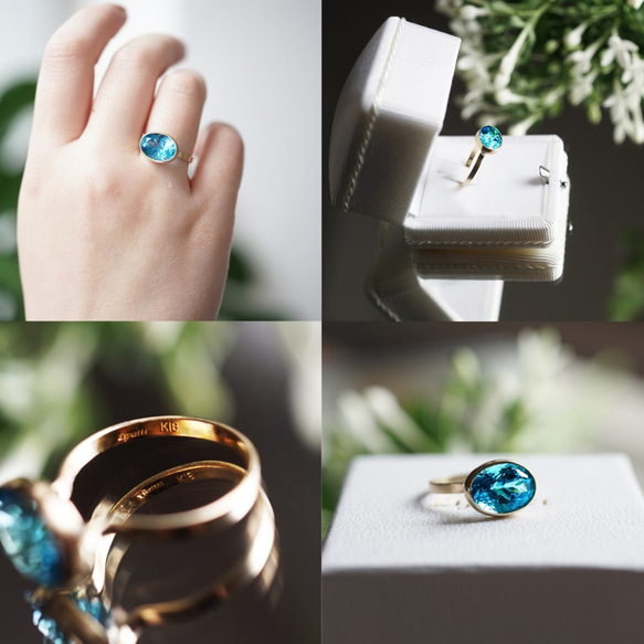 K18 Ring with swiss blue topaz 第4張的照片