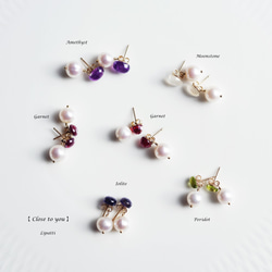 14KGF Pierced earring with Iolite and pearl 第10張的照片