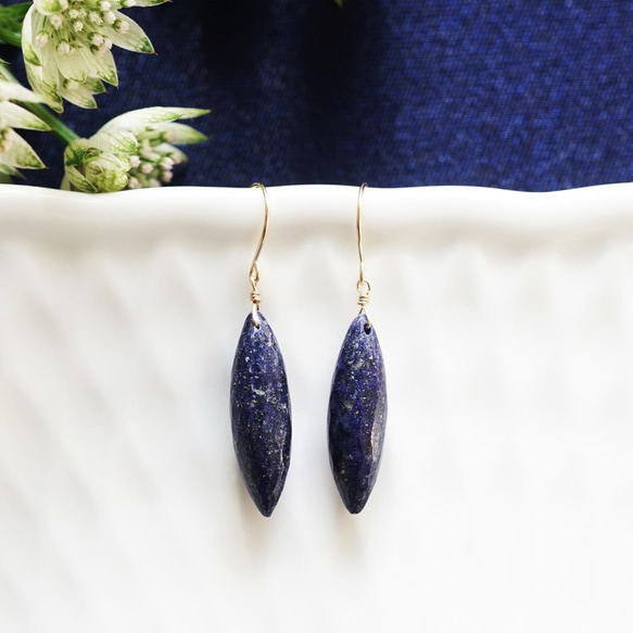 K18 Pierced earring with Lapis Lazuri. 第4張的照片