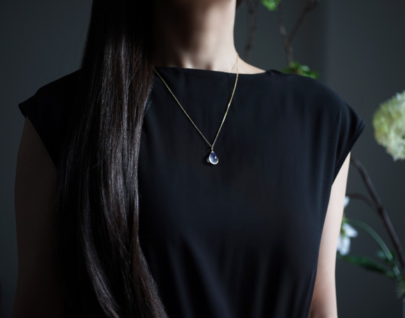 14KGF 50cm Necklace with Blue moonstone. 第2張的照片