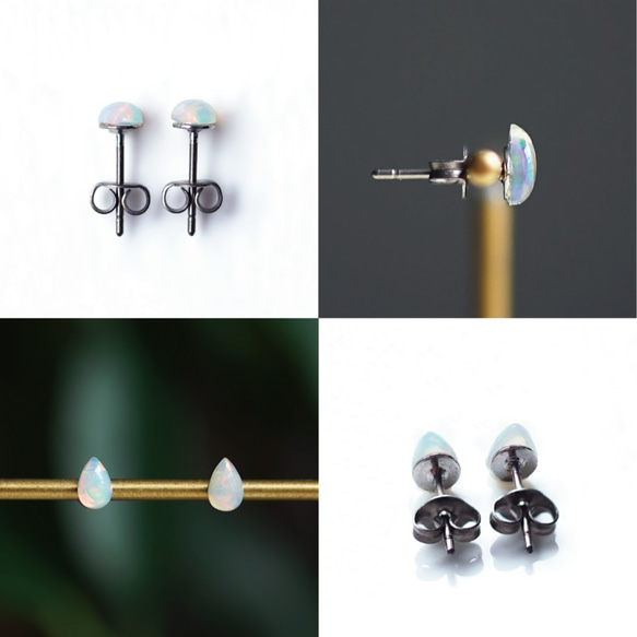 Titanium pierced earrings with Opal 第4張的照片