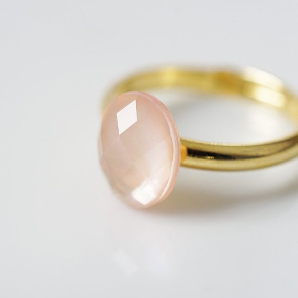 不分尺寸★粉色貝殼·水晶的戒指 第4張的照片