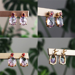 14KGF pierced earring with Garnet and Amethyst 第3張的照片