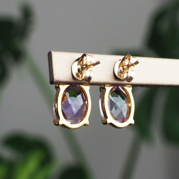 14KGF pierced earring with Garnet and Amethyst 第9張的照片