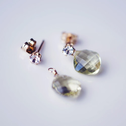 14KGF pierced earring with White topaz and Lemon quartz 第2張的照片