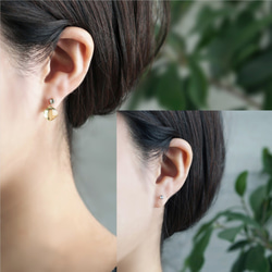 14KGF pierced earring with White topaz and Lemon quartz 第3張的照片