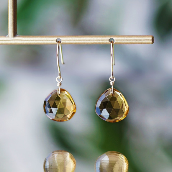 K18 pierced earring with whiskey quartz 第1張的照片