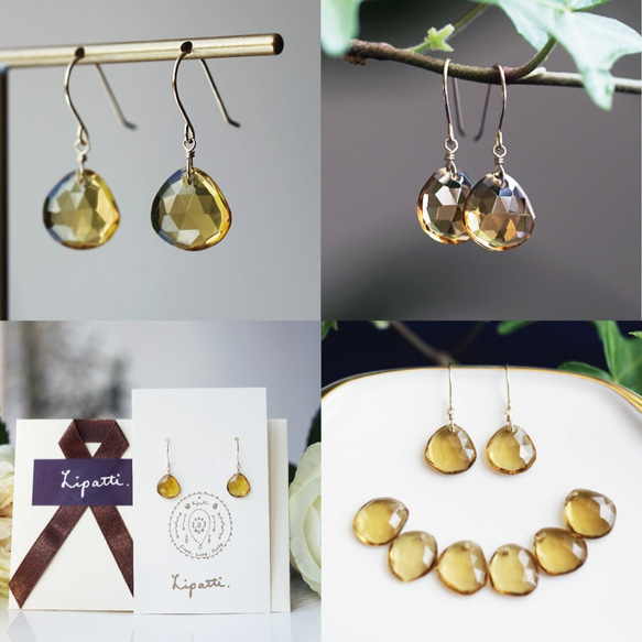 K18 pierced earring with whiskey quartz 第4張的照片