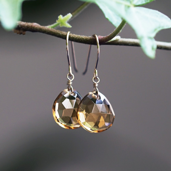 K18 pierced earring with whiskey quartz 第8張的照片