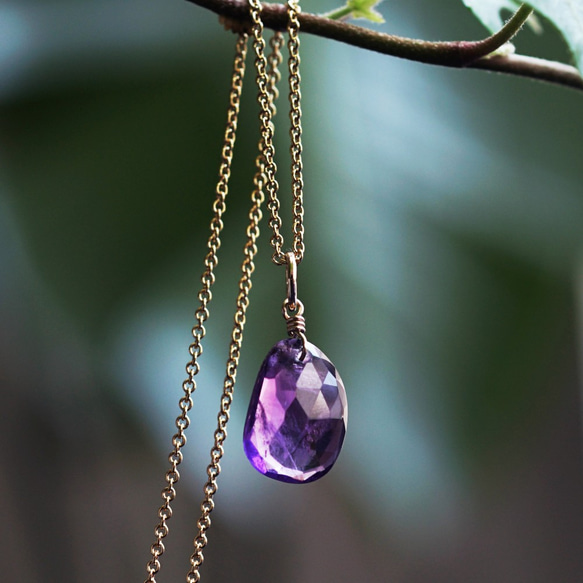 14KGF 40cm necklace with amethyst 第1張的照片