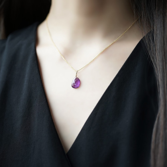 14KGF 40cm necklace with amethyst 第3張的照片