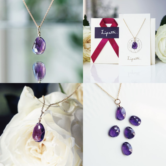 14KGF 40cm necklace with amethyst 第4張的照片