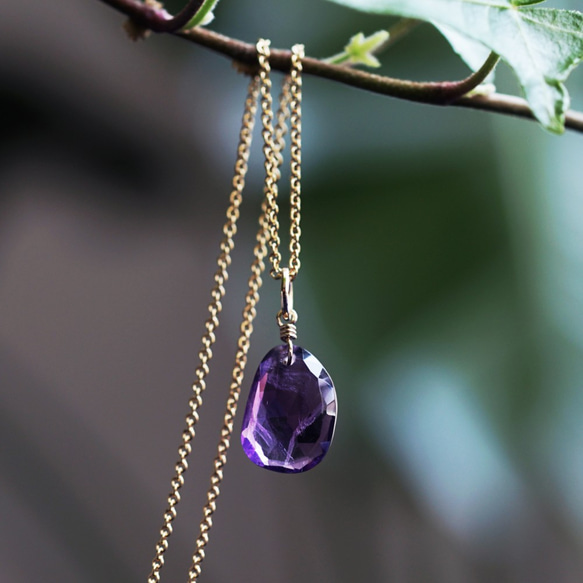 14KGF 40cm necklace with amethyst 第6張的照片