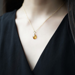 14KGF 40cm Necklace with whiskey quartz 第3張的照片