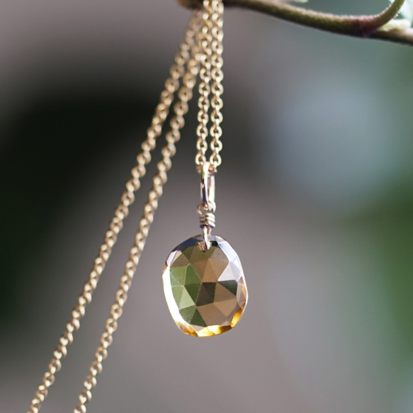 14KGF 40cm Necklace with whiskey quartz 第7張的照片