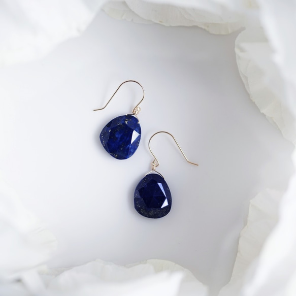 K18 Pierced earring with Lapis Lazuri 第6張的照片