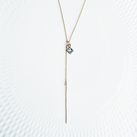 14KGF 4５cm necklace with Blue topaz 第1張的照片