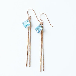 14KGF Pierced earring with Sky blue topaz 第1張的照片