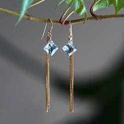 14KGF Pierced earring with Sky blue topaz 第7張的照片