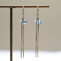 14KGF Pierced earring with Sky blue topaz 第9張的照片