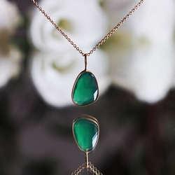 14KGF 4５cm necklace with Green onyx 第1張的照片