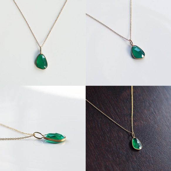 14KGF 4５cm necklace with Green onyx 第4張的照片