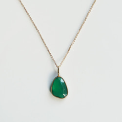 14KGF 4５cm necklace with Green onyx 第6張的照片