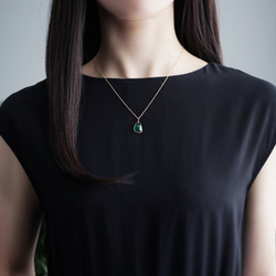 14KGF 4５cm necklace with Green onyx 第8張的照片