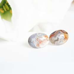 14KGF pierced earrings with Race agate 第6張的照片