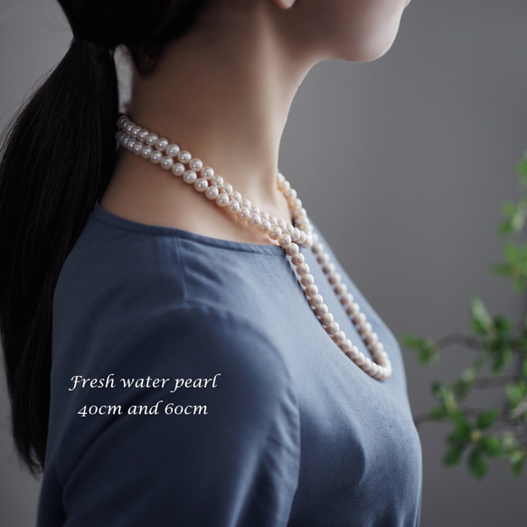 良質淡水真珠のセミロング60cmネックレス　～Suzanne_60 8枚目の画像