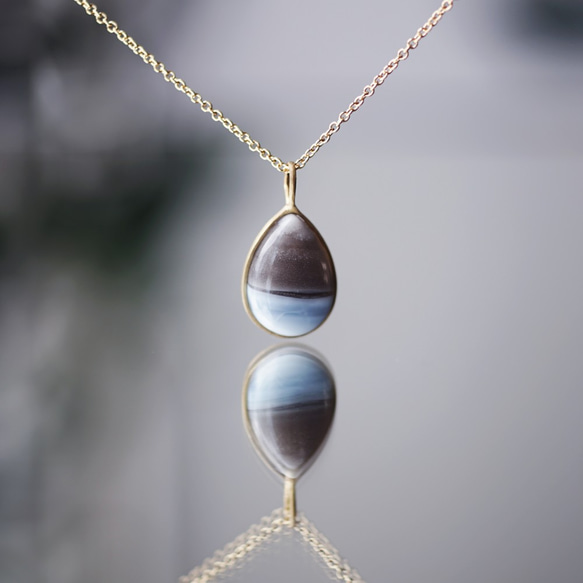 14KGF 45cm Necklace with Blue Opal. 第2張的照片