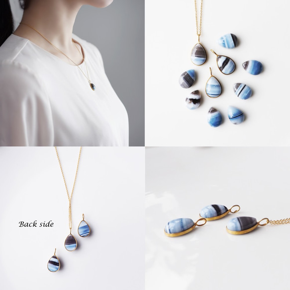 14KGF 45cm Necklace with Blue Opal. 第4張的照片