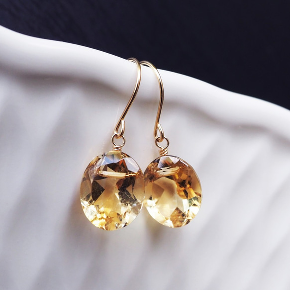 K10/K18 Pierced earring with Citrine 第1張的照片