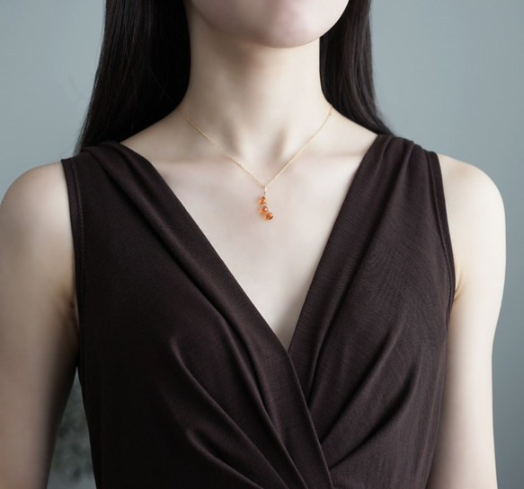 14KGF 40cm Necklace with Citrine 第4張的照片
