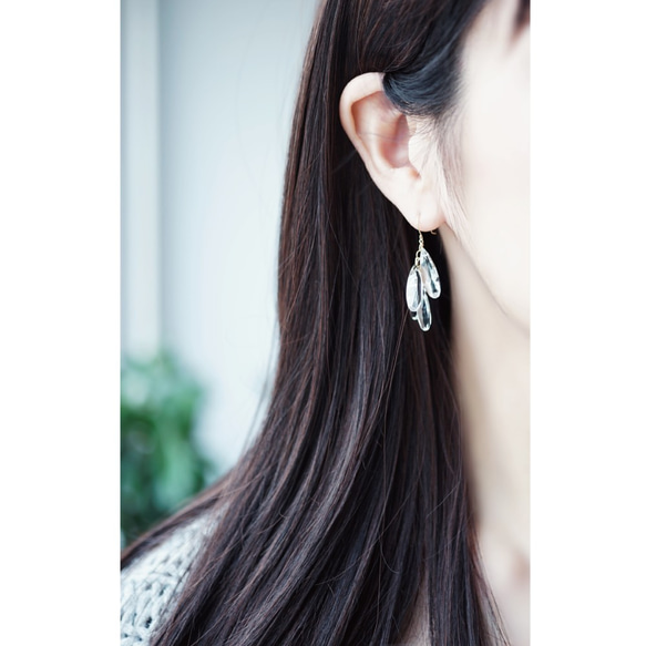 K10/K18 Pierced earring with Crystal quartz 第4張的照片