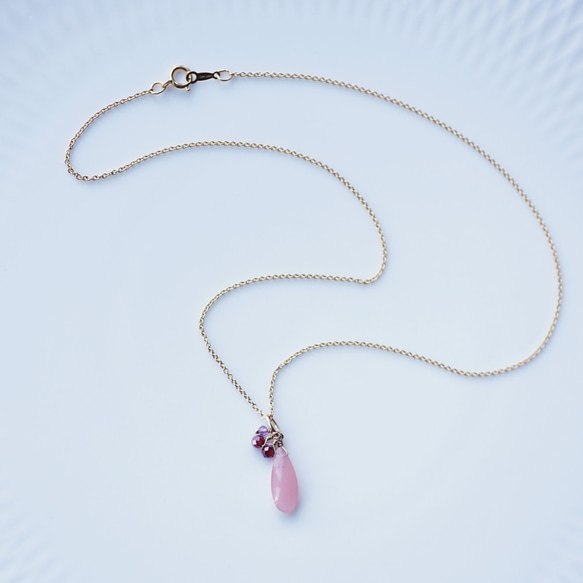 14KGF 40cm Necklace with Guava quartz. 第3張的照片