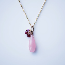 14KGF 40cm Necklace with Guava quartz. 第5張的照片