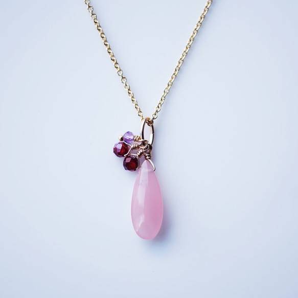 14KGF 40cm Necklace with Guava quartz. 第5張的照片