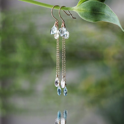 K18 pierced earring with Multi color Aquamarine 第2張的照片