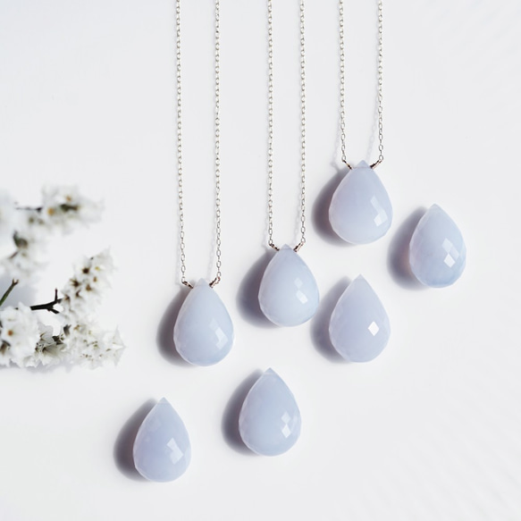 Ｋ10　40cm necklace with Blue Chalcedony 第1張的照片