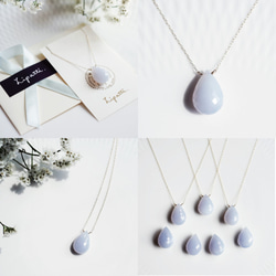 Ｋ10　40cm necklace with Blue Chalcedony 第5張的照片