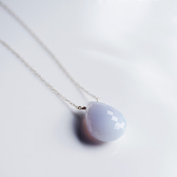 Ｋ10　40cm necklace with Blue Chalcedony 第7張的照片