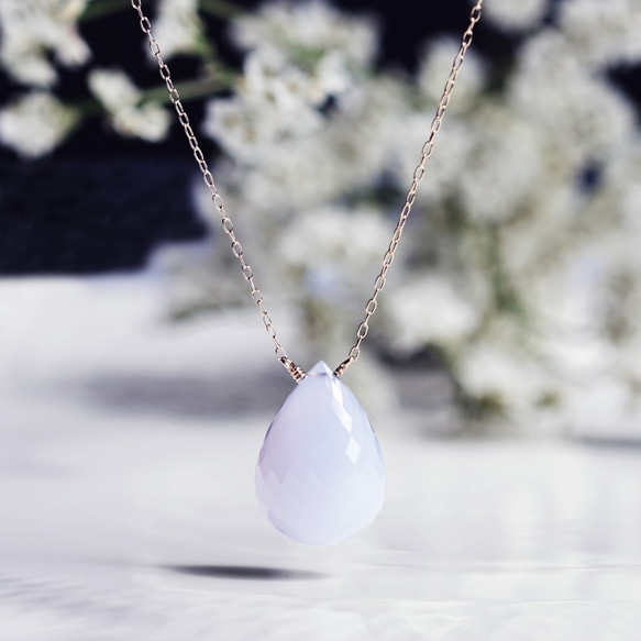 Ｋ10　40cm necklace with Blue Chalcedony 第9張的照片