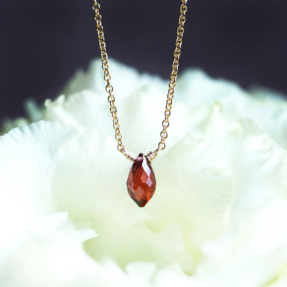 14KGF 40cm Necklace with Garnet 第1張的照片