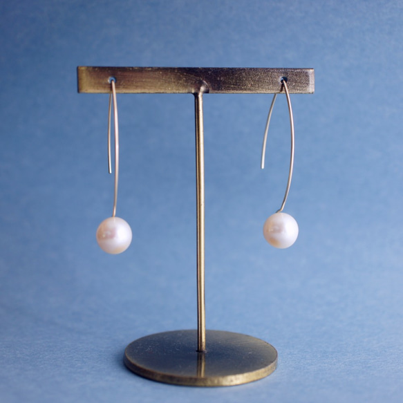 大號淡水珍珠欖尖形鉤狀耳環 - Edwige 第2張的照片